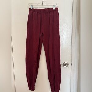 Brandy Melville Red Sweatpants with Elastic Cuffs